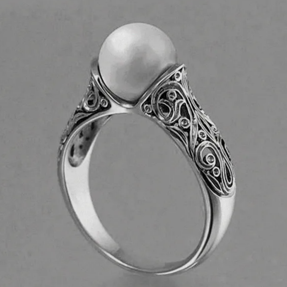Bague en Argent Vintage avec Perle