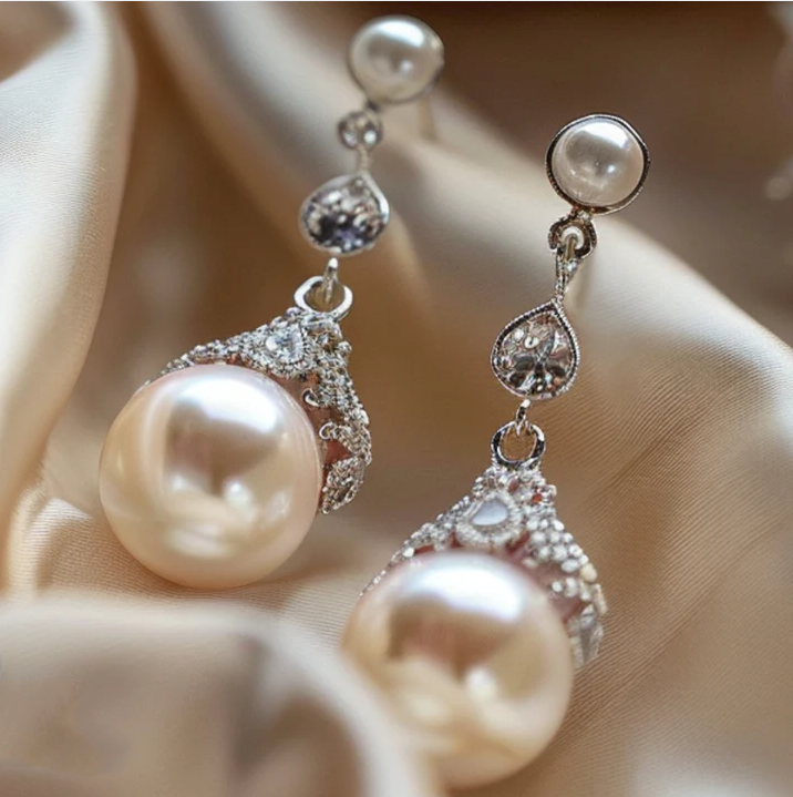 Boucles d'oreilles pendantes avec grosse perle