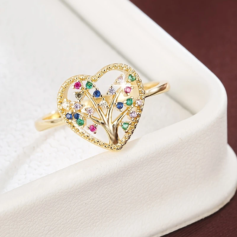 Bague Fine en Or avec Cœur en Cristal Coloré