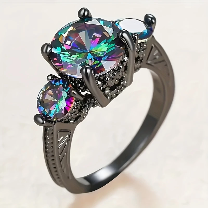 Bague en argent cristalline colorée