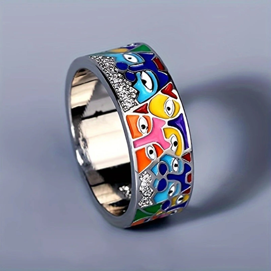 Bague en argent aux couleurs vives
