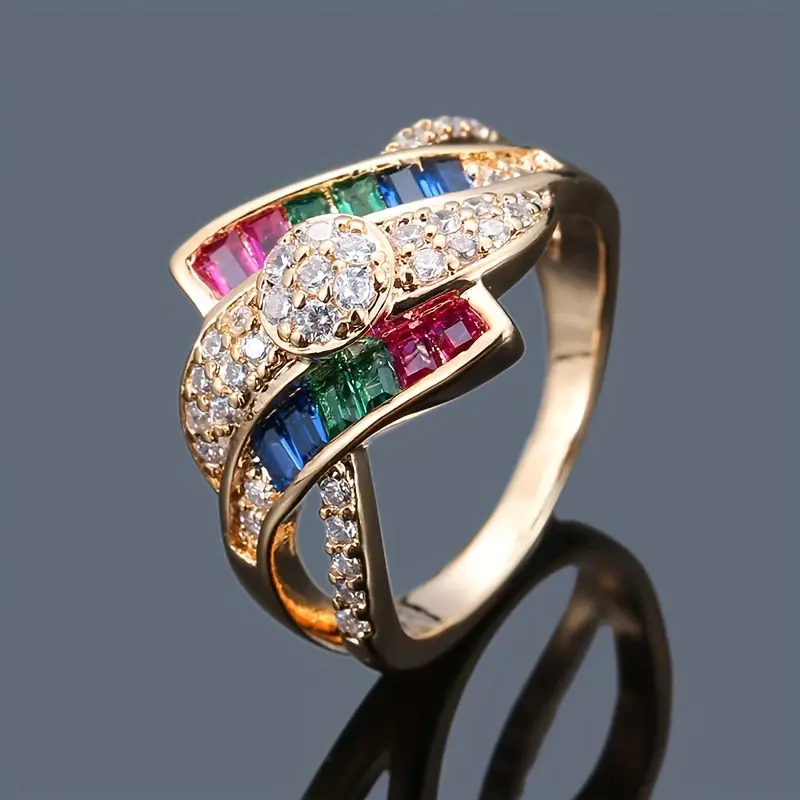Bague or irrégulière colorée