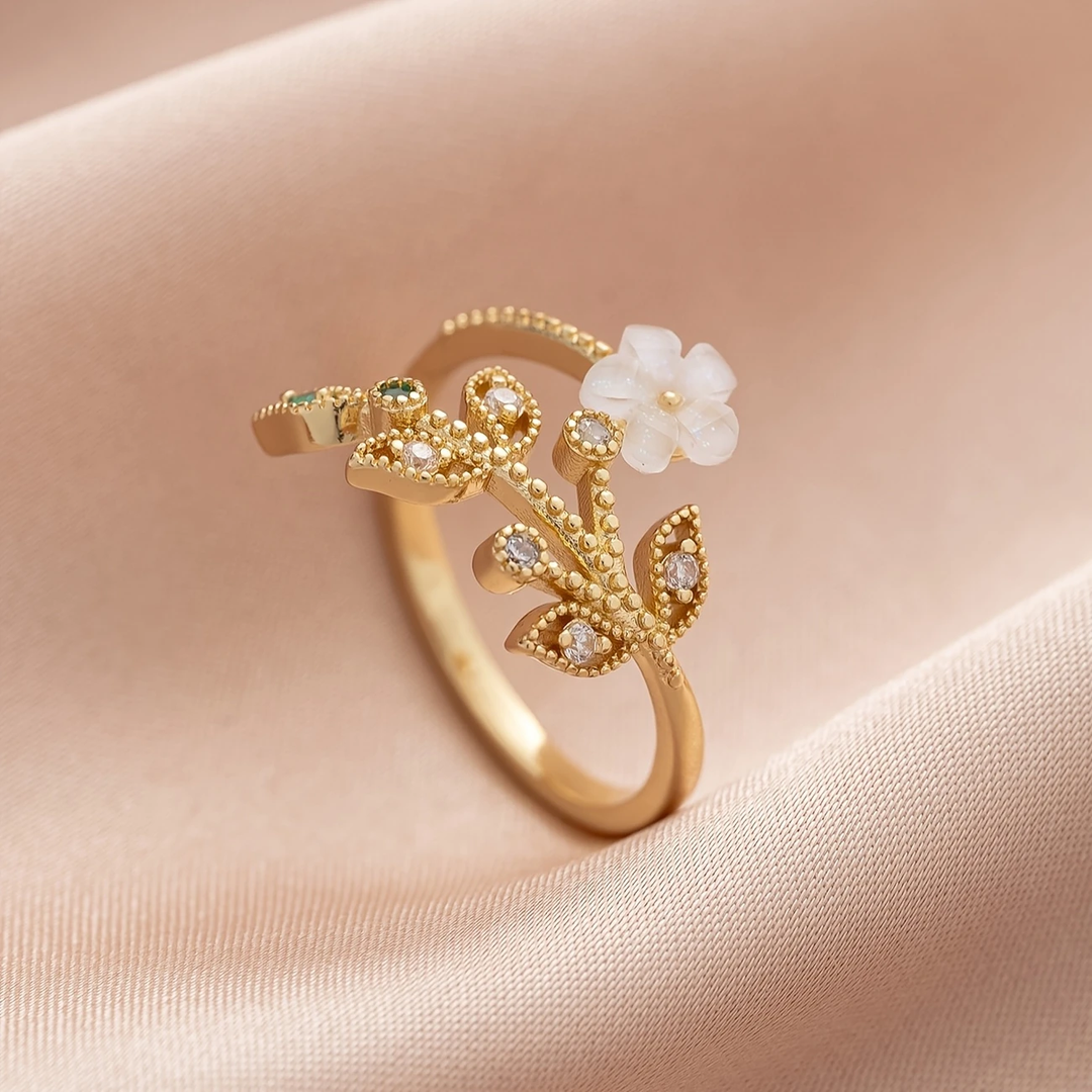 Bague en cristal blanc lumineux de fleur