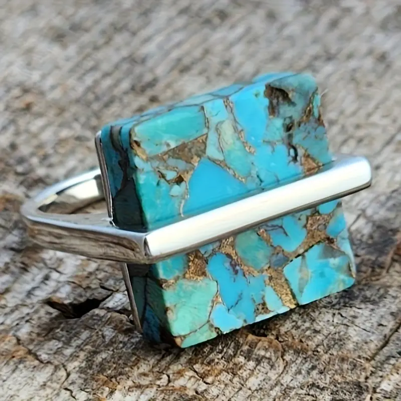 Bague en argent sterling avec pierre bleue cubic