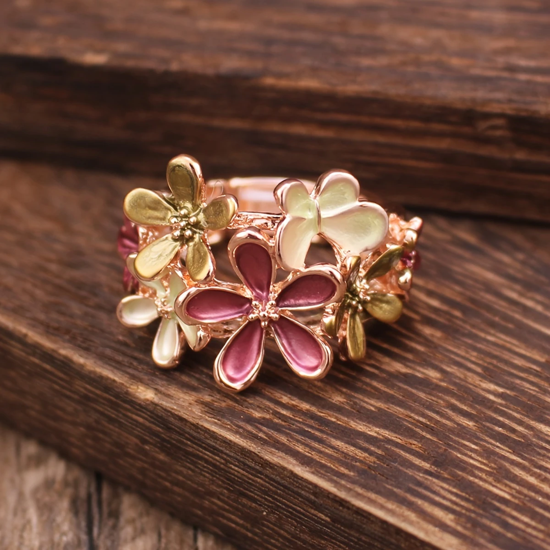 Bague en émail rose Daisy
