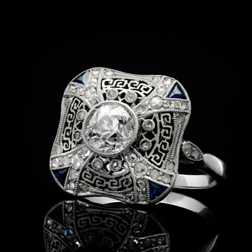 Bague en cristal bleu foncé argenté