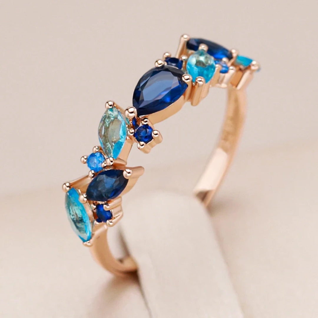 Bague Élégante en Cristal Bleu