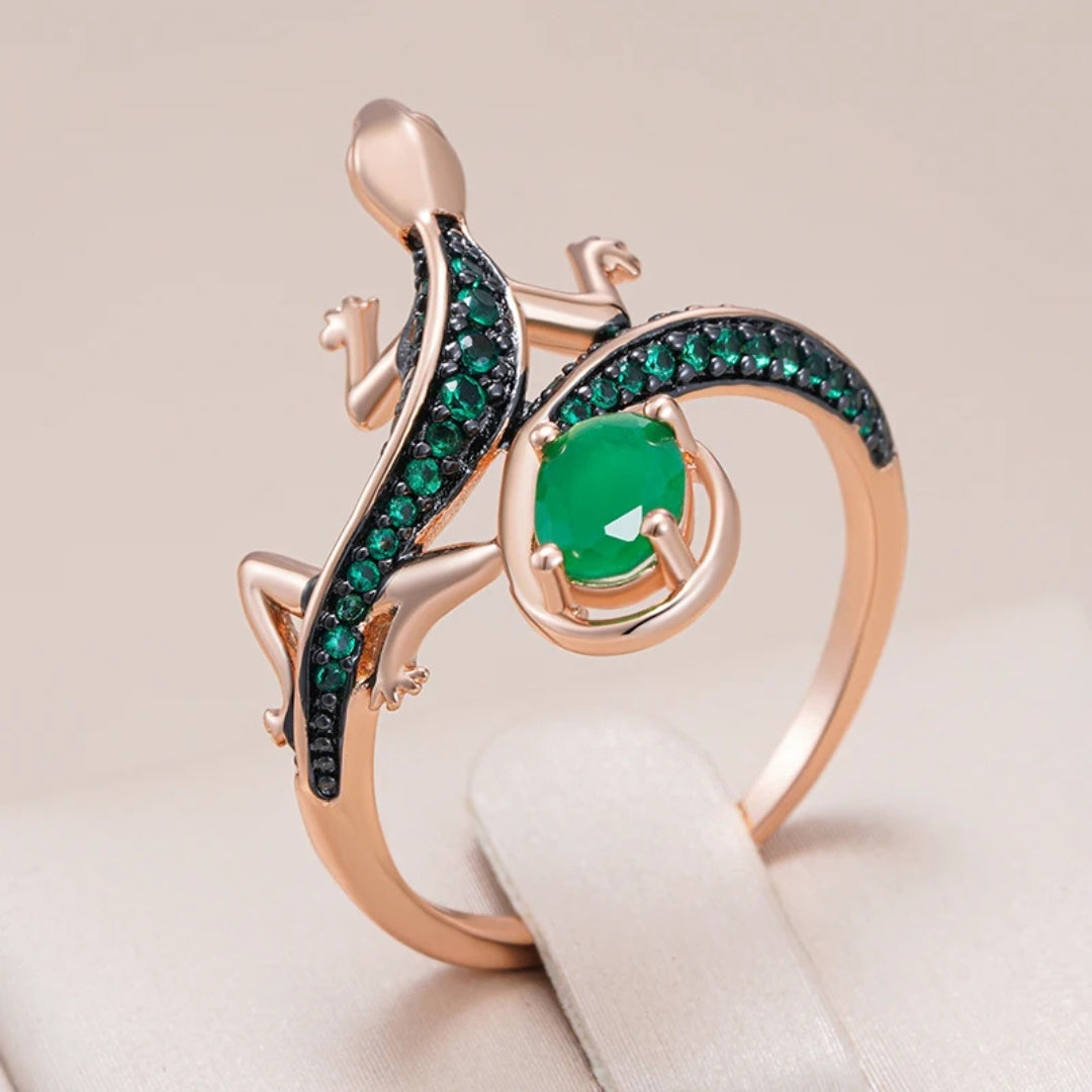 Bague Élégante de Lézard Vert