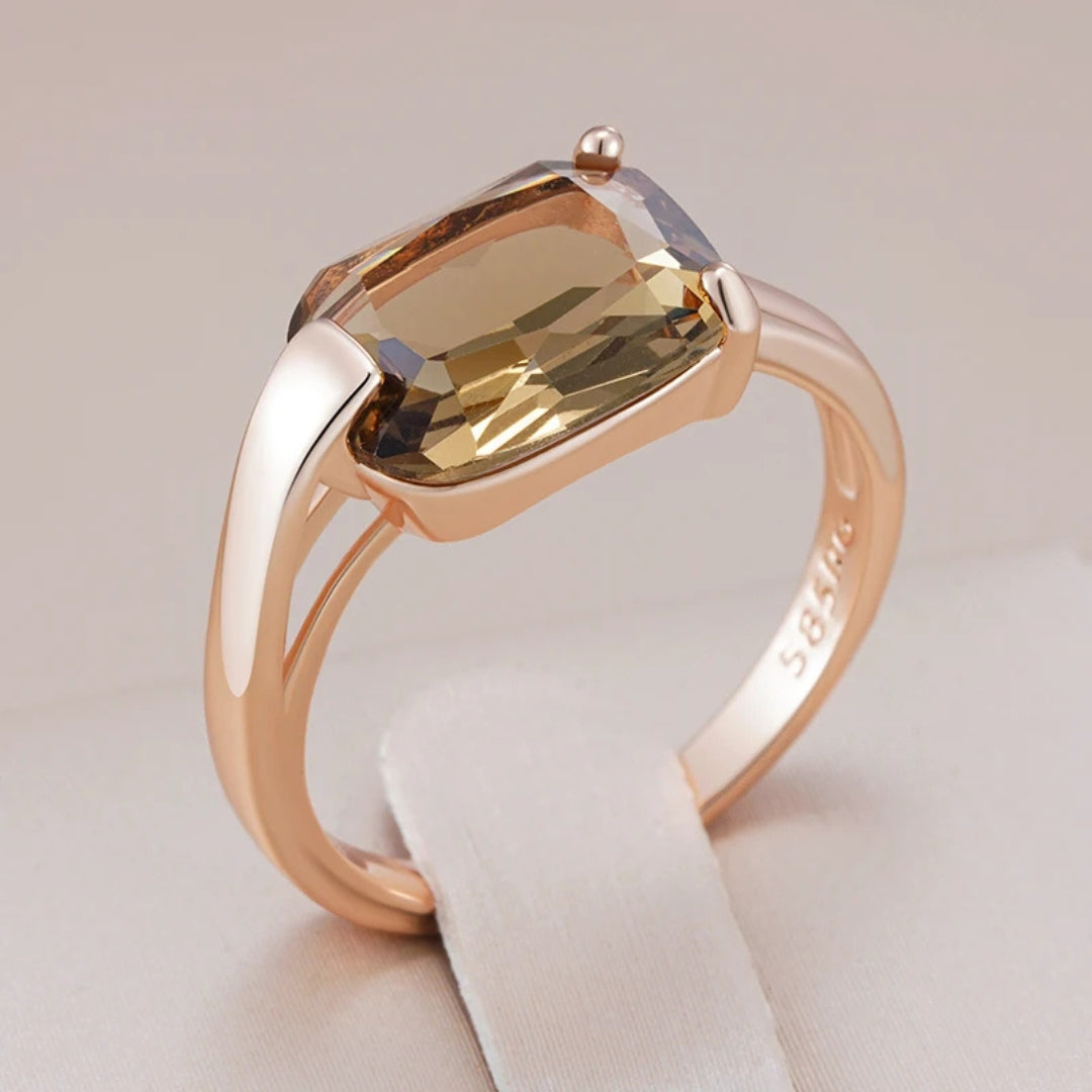 Bague en cristal élégante orange vertâtre