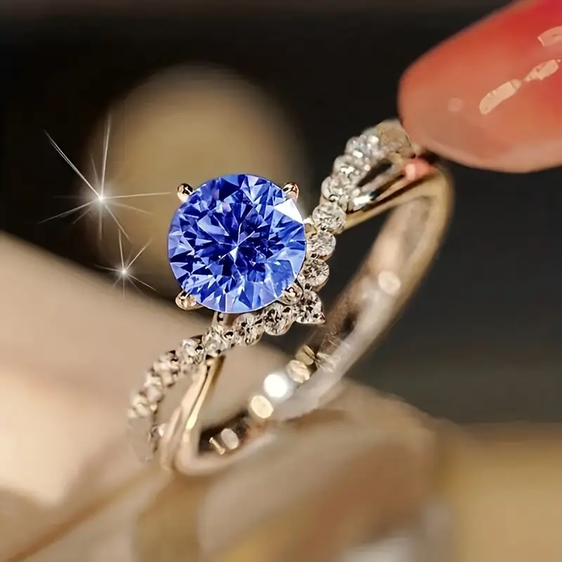 Bague en cristal exotique bleue