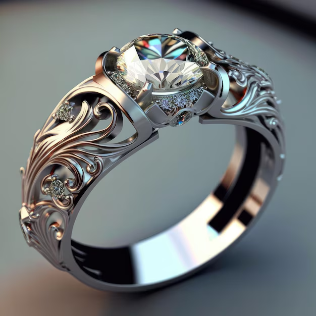 Bague en cristal exotique en argent