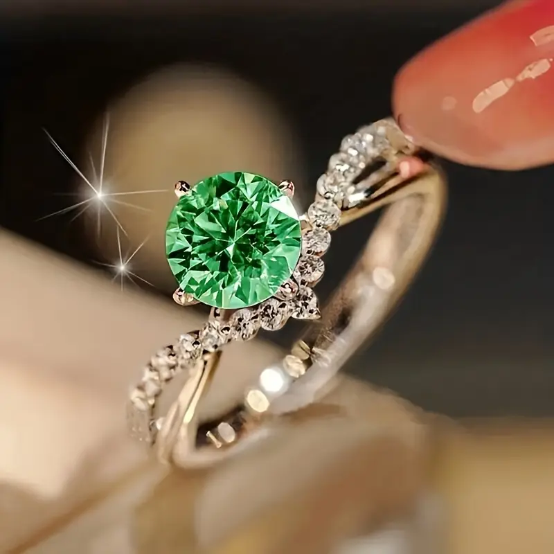 Bague en cristal vert exotique
