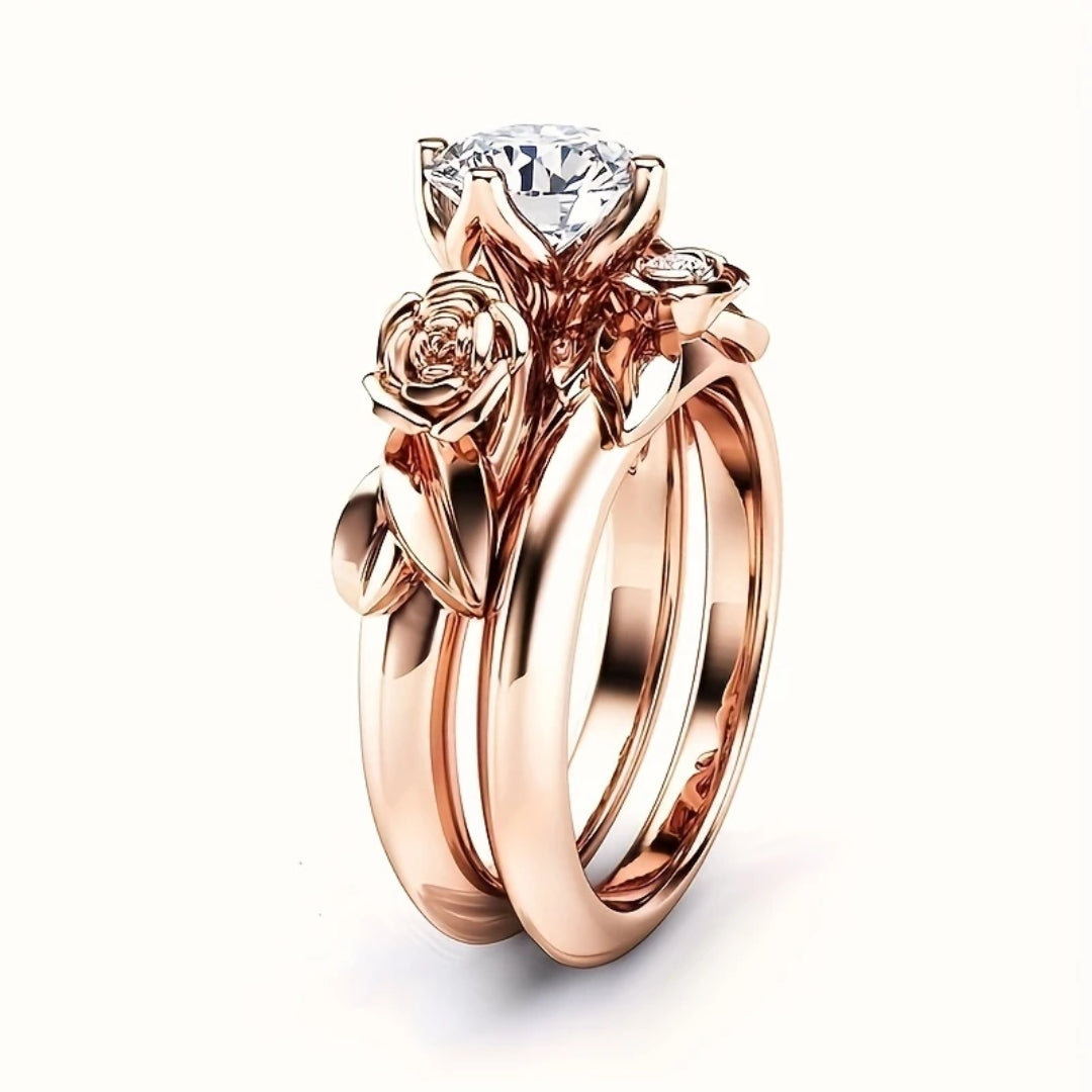 Bague en cristal de fleur de rose Exquise