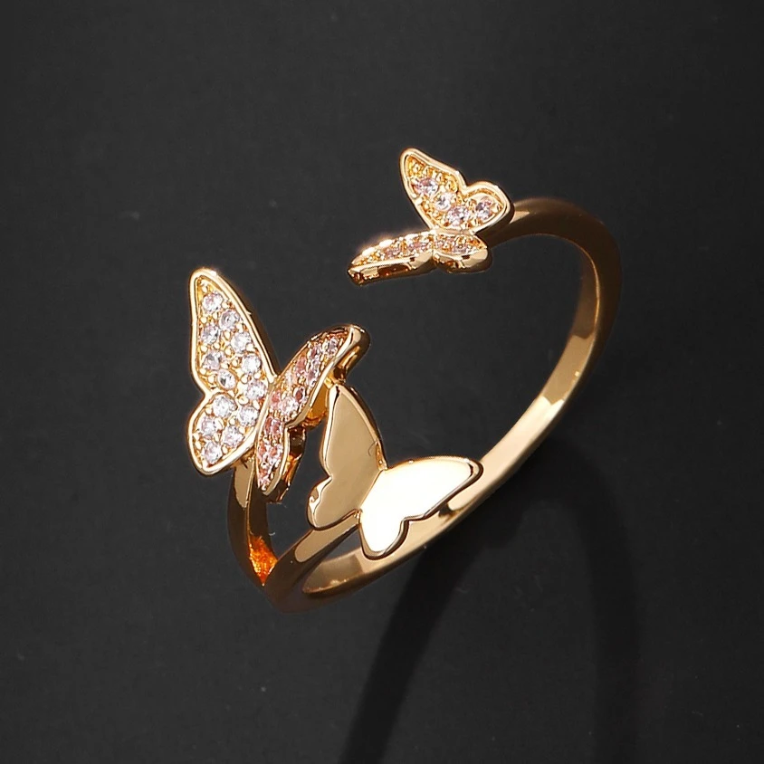 Bague Butterfly Dorée Brillante