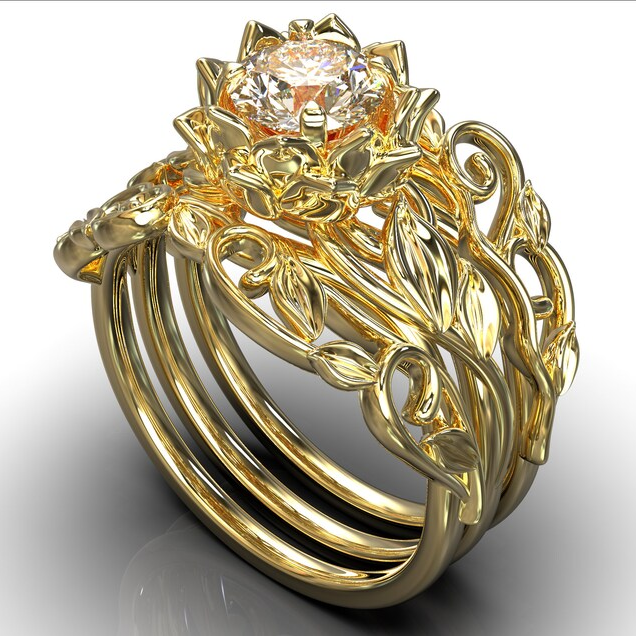 Bague Fleur en Cristal d'Or