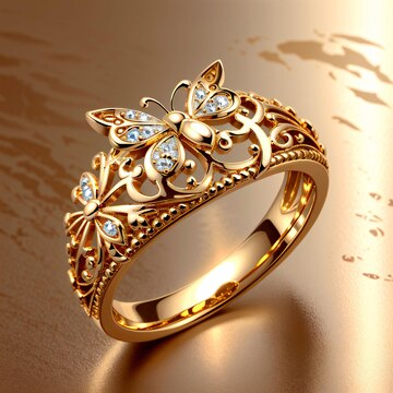 Anneau Creux Bright Butterfly Doré - Design en Métal Élégant de Haute Qualité, Unique et Fait Main