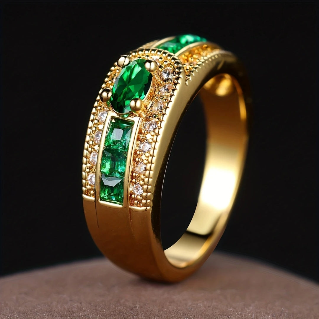 Bague en or brillant vert