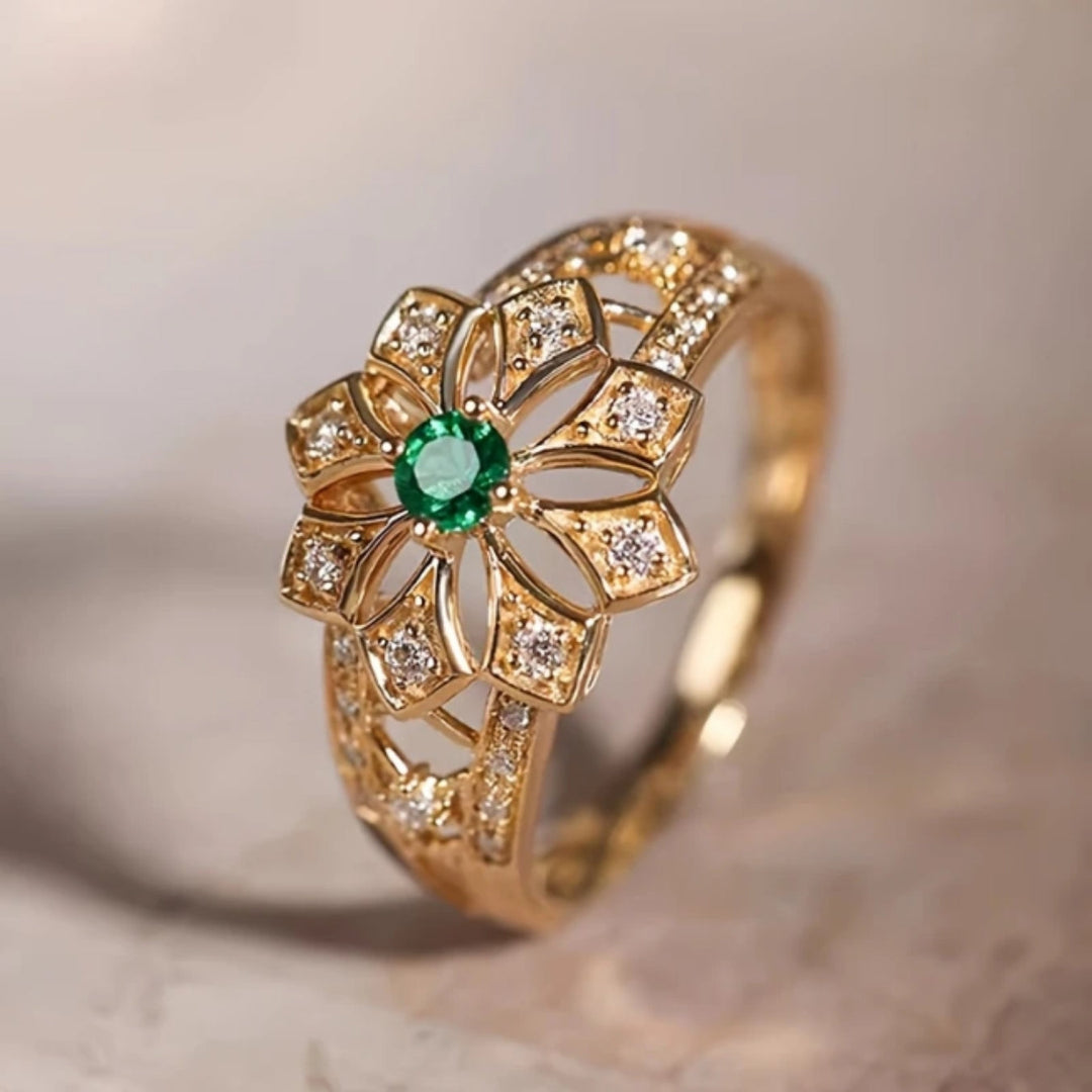 Bague en Or Fleur Verte Creeper