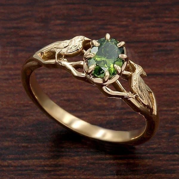Bague Forgée Verte Or