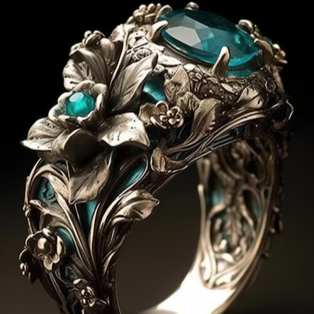Bague en zirconium Green Leaf