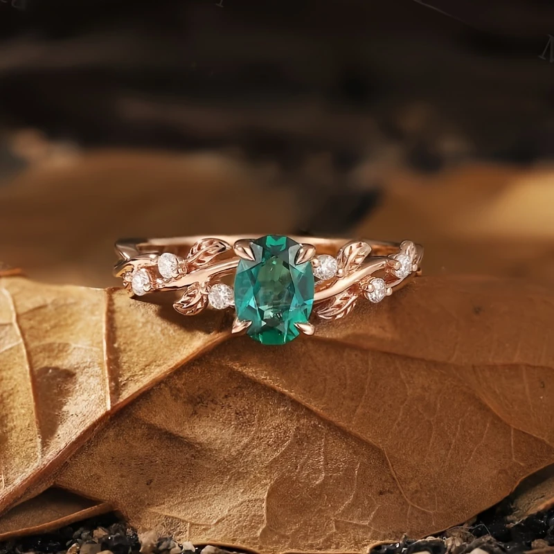 Bague en cristal de rose verte