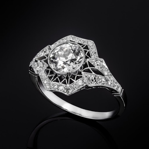 Bague creuse en argent cristallinée
