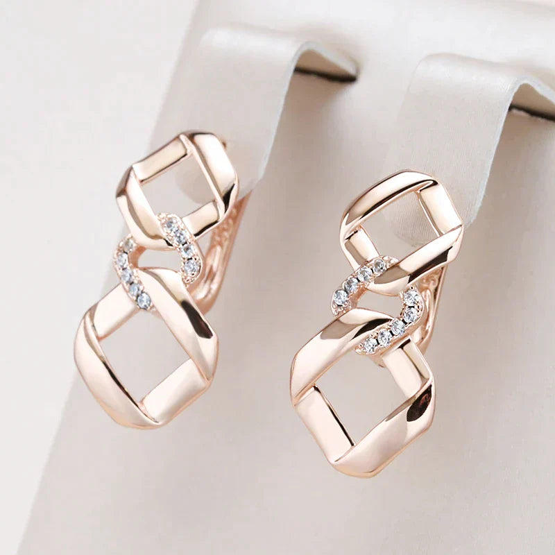 Boucles d'oreilles en zirconium plaqué or élégantes