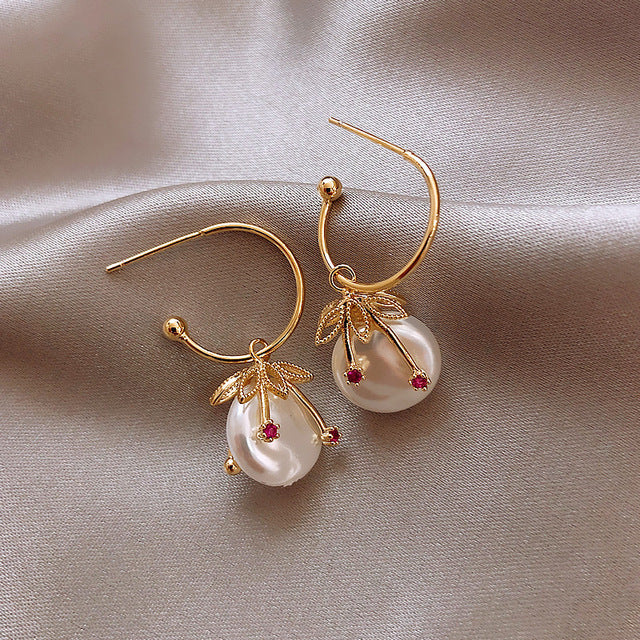 Boucles d'oreilles à perles de libellule en or