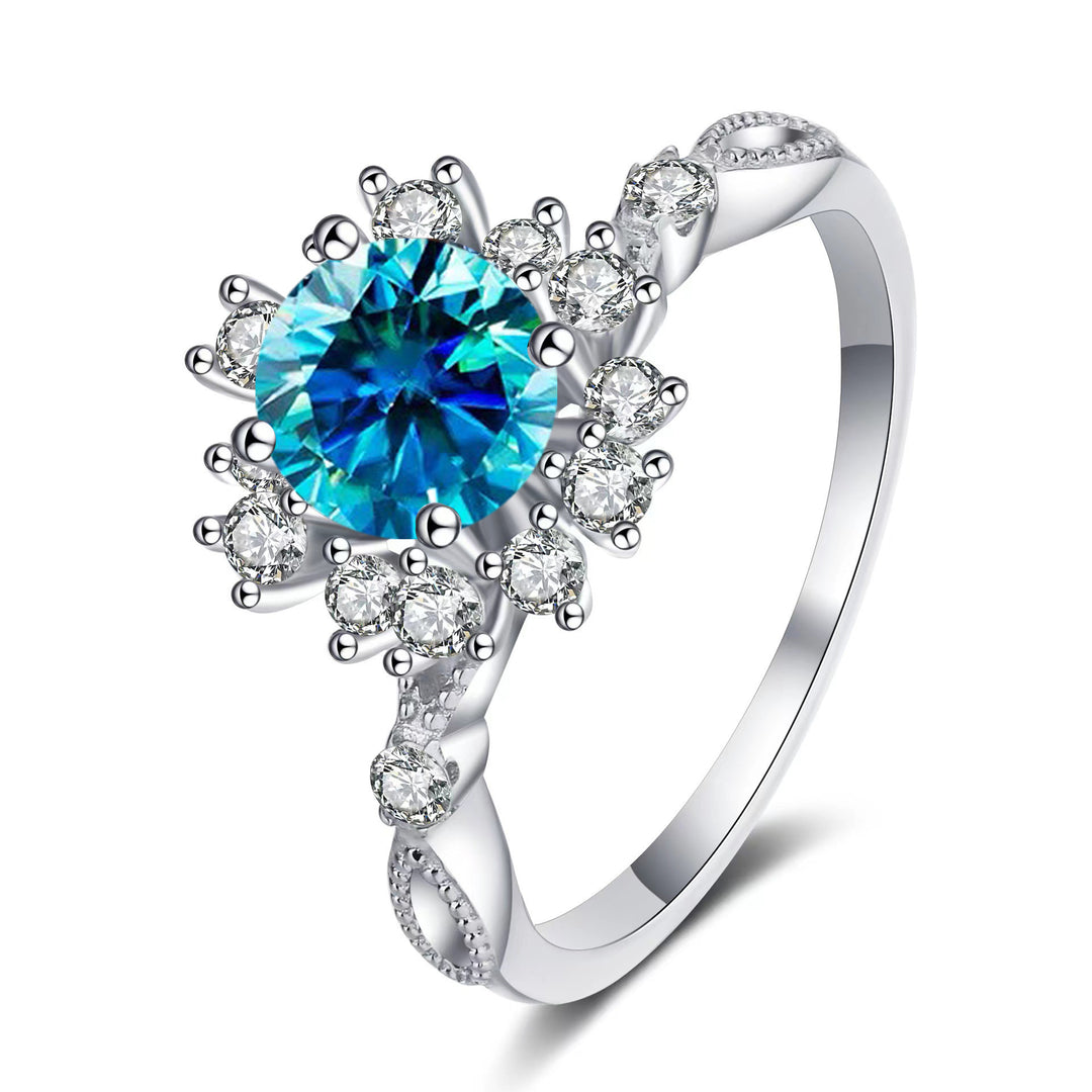 Bague Fleur en Turquoise en Cristal