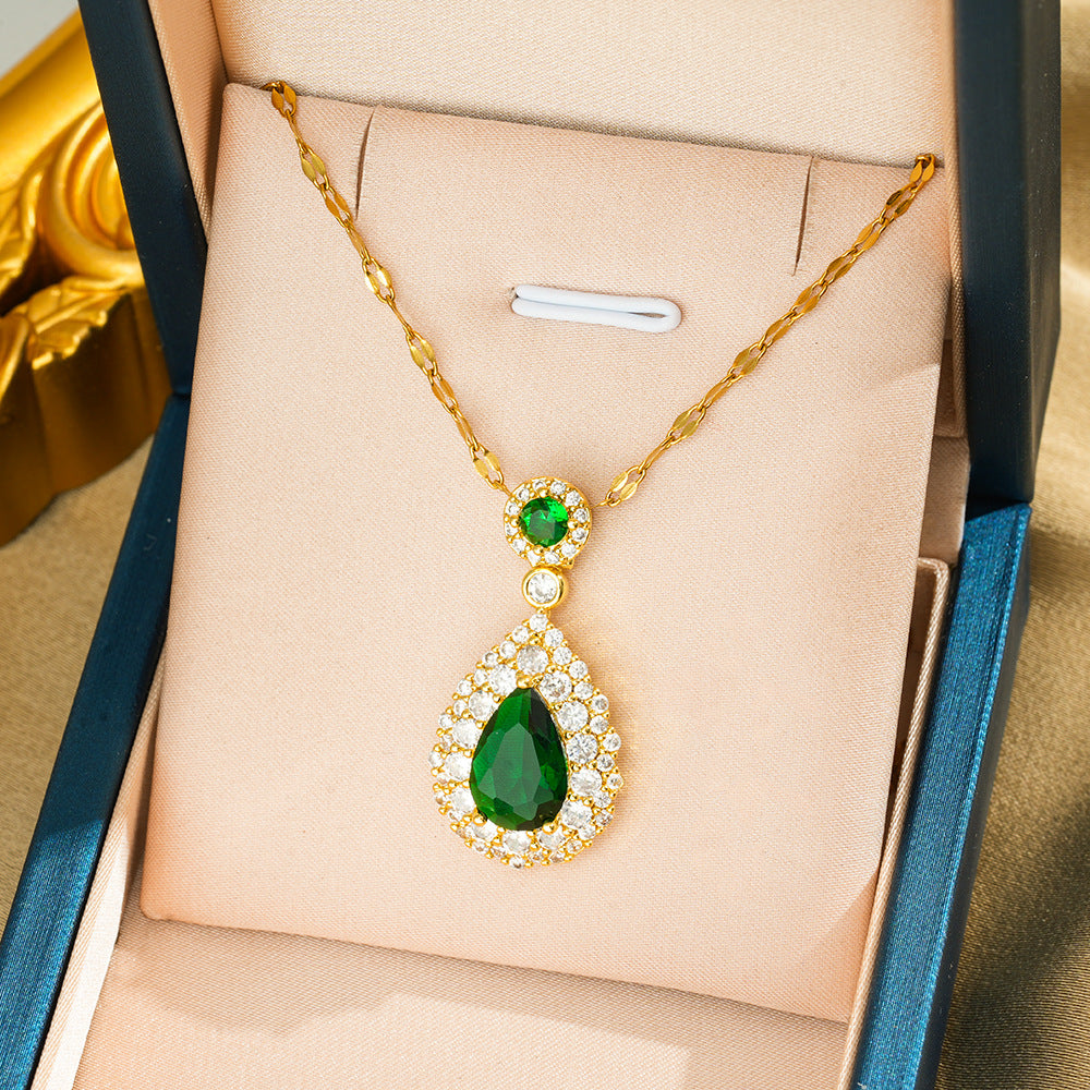 Collier en cristal d'or vert