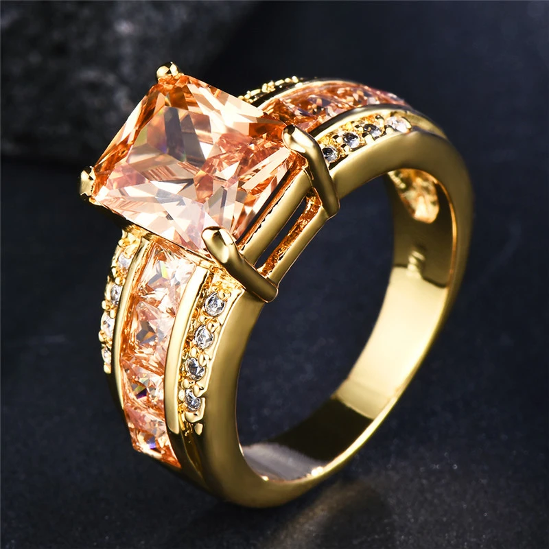 Bague en verre or orange