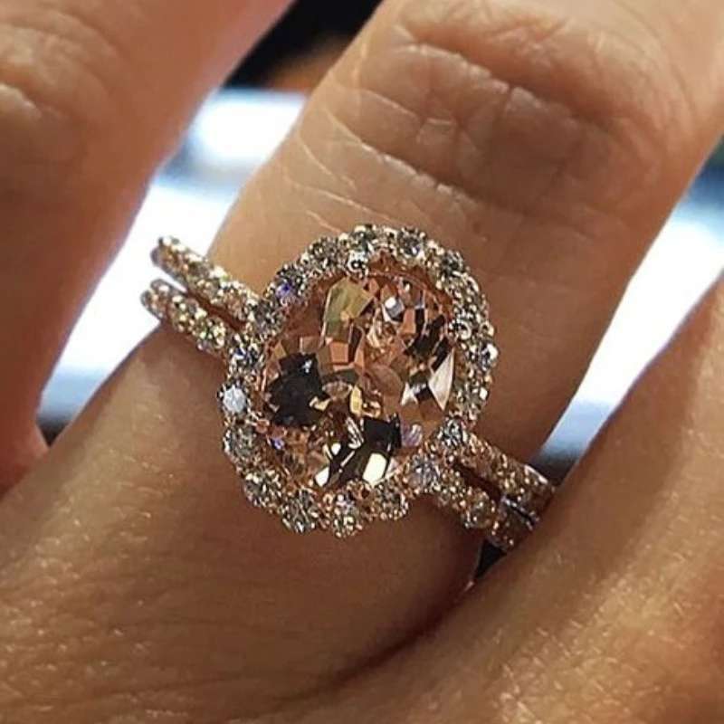 Bague en verre orange arrondie