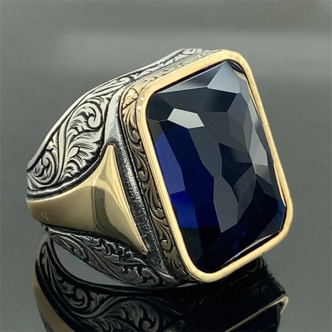 Anneau de Signe Vintage Bleu