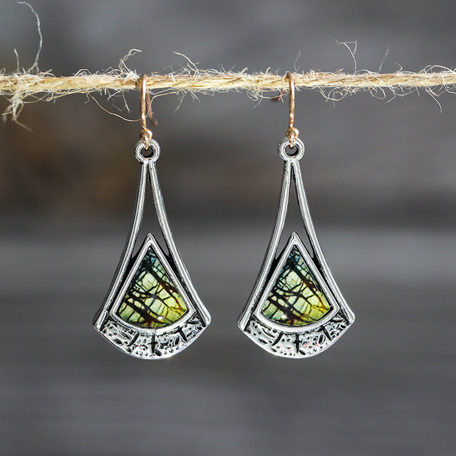Boucles d'oreilles bohèmes avec pierre naturelle en argent