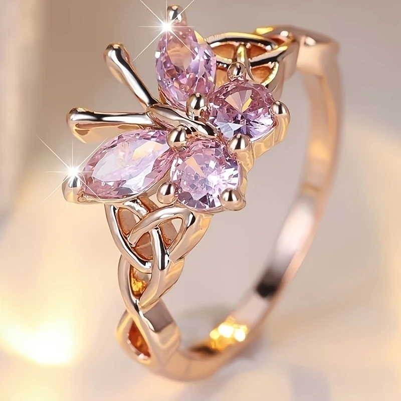 Bague Valentinsen Papillon Rose Or
