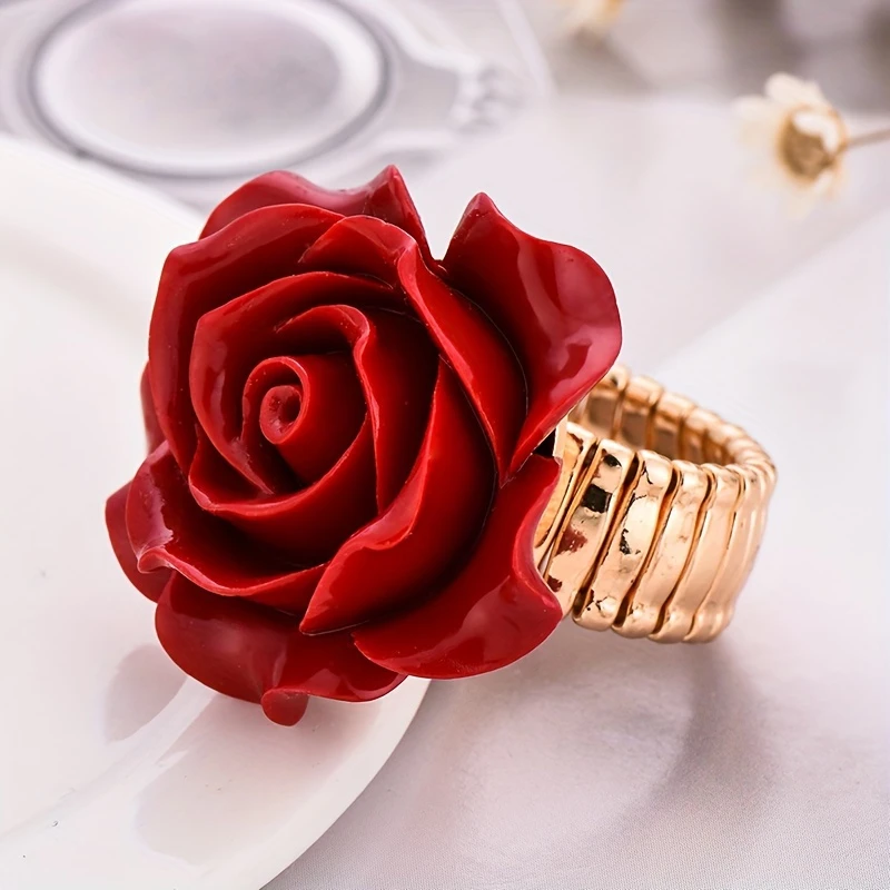 Bague en or rose rouge