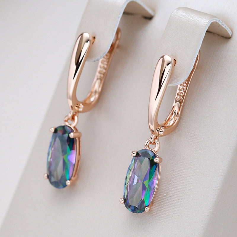 Boucles d'oreilles en cristal bleu élégantes en or
