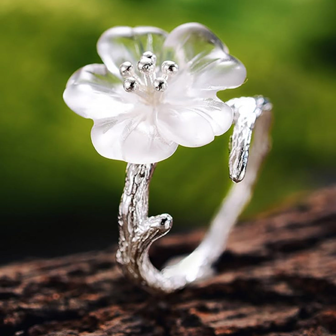 Bague Lotus Blanc en Argent