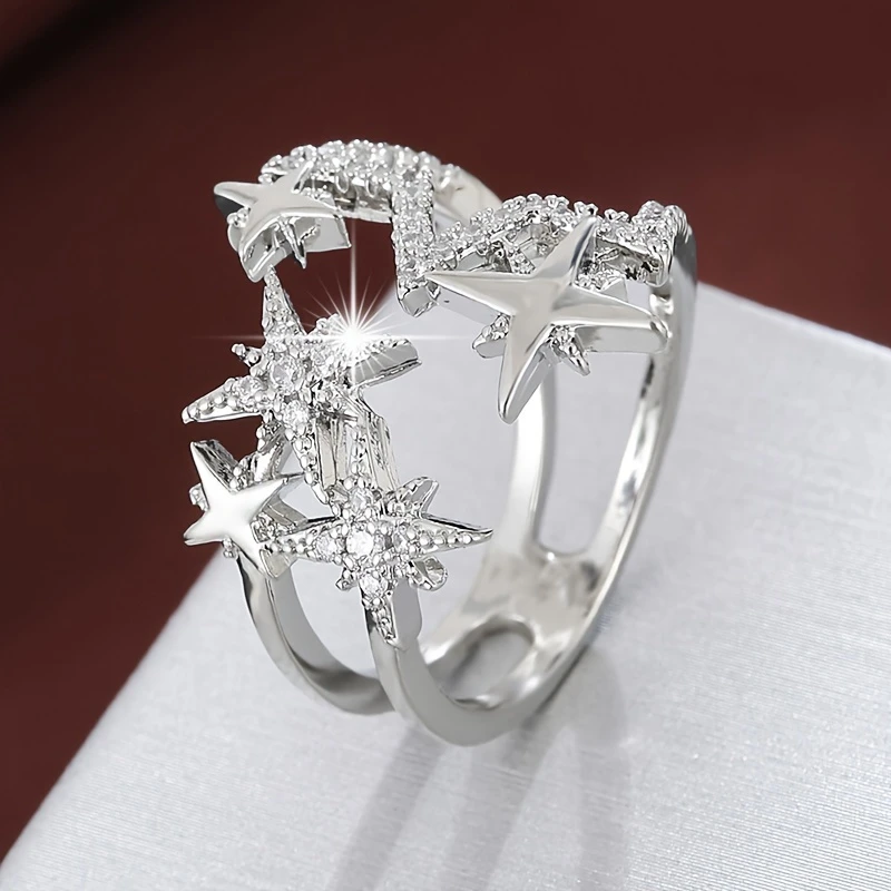 Bague en argent étoile scintillante