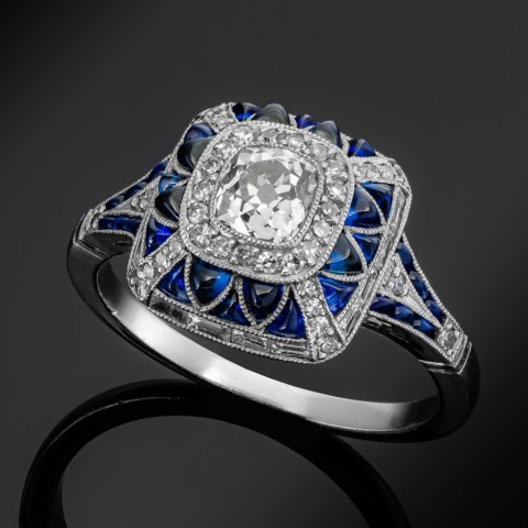 Bague lumineuse bleue carrée