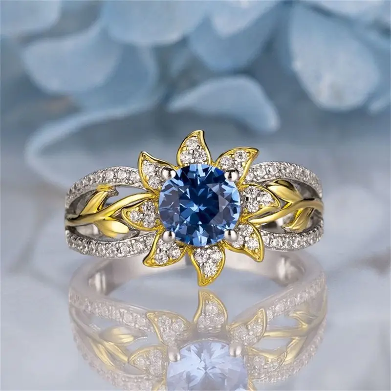Bague en cristal bleu tournesol