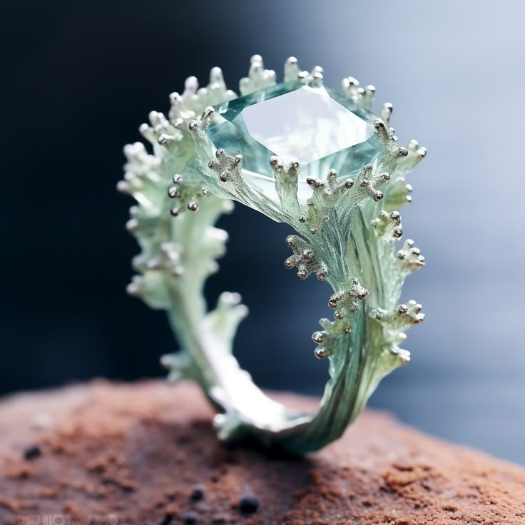 Bague exotique en corail turquoise