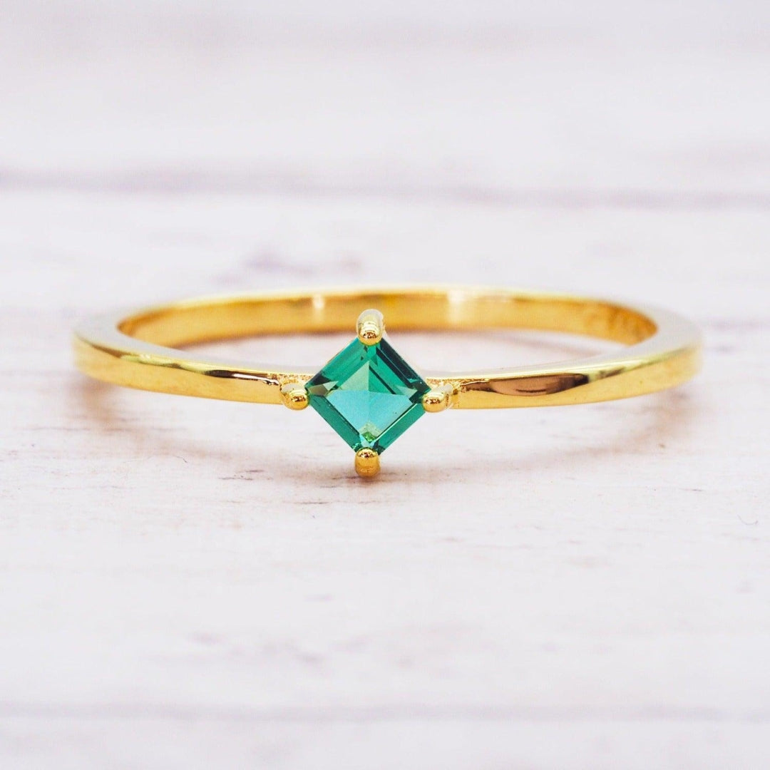 Bague en cristal turquoise et or