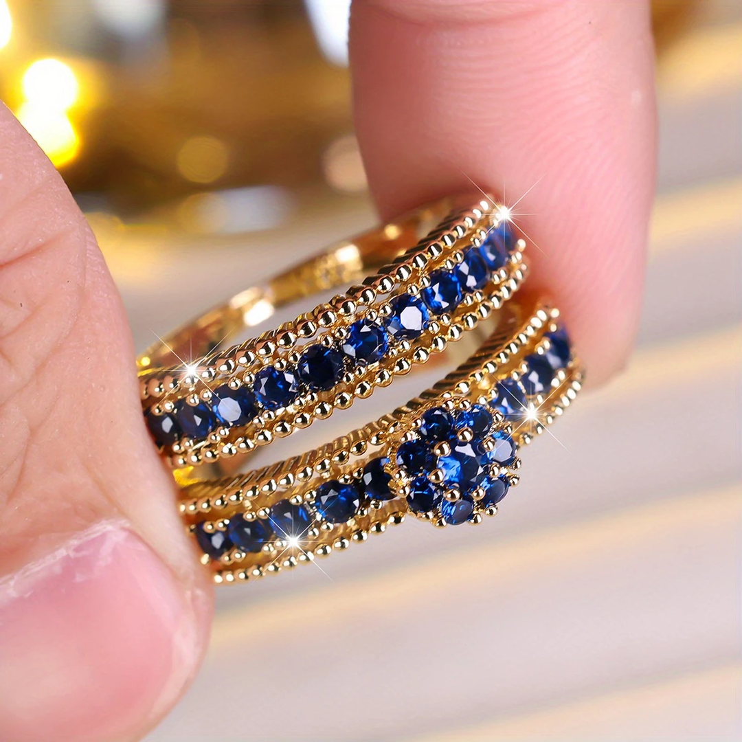 Ensemble de bagues bleues vintage