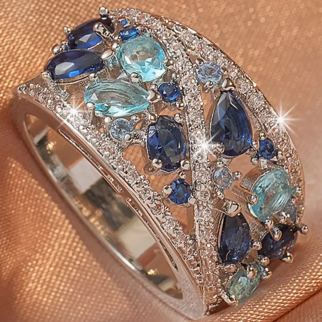 Bague en zircone bleu vintage