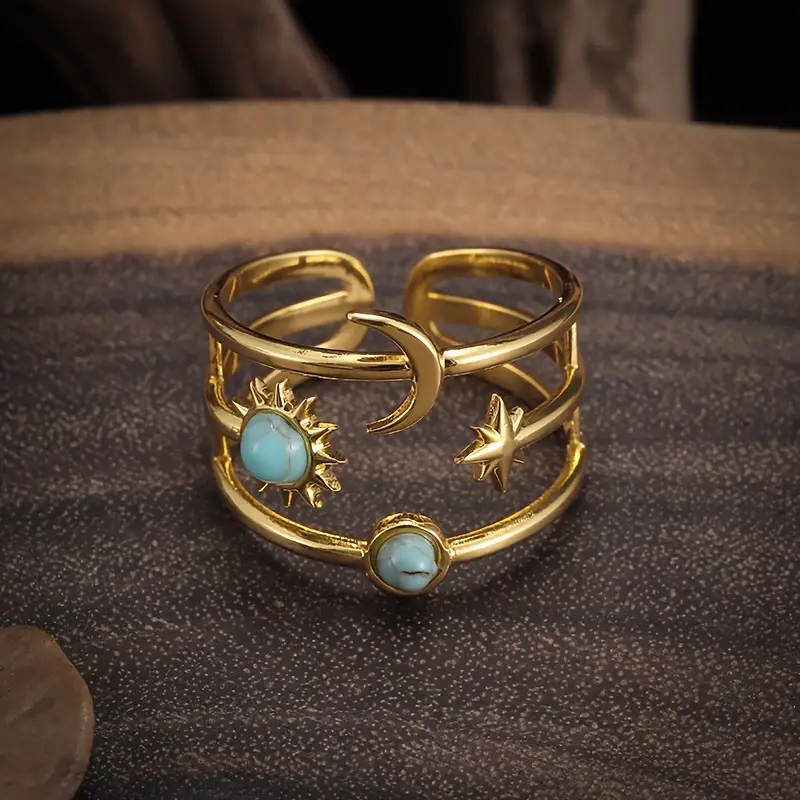 Bague en opale bleue cosmique vintage
