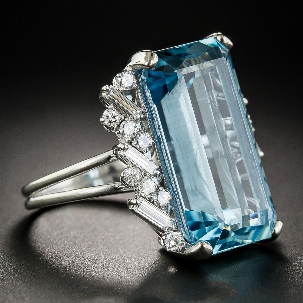 Bague en cristal vintage bleue