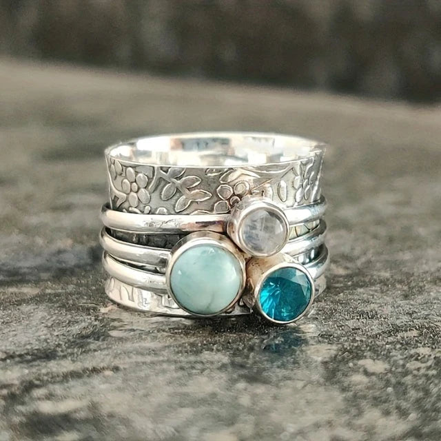 Bague en pierre naturelle bleu vintage