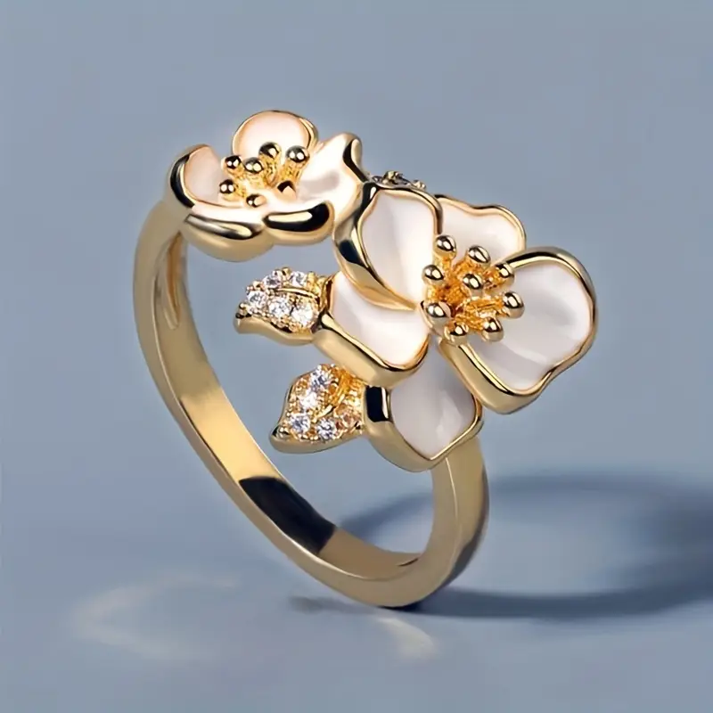 Bague Or Flocon Blanc