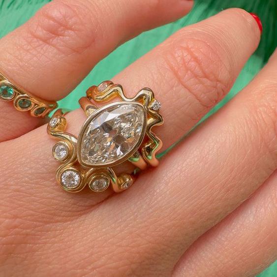 Parure de bagues en zirconium vintage